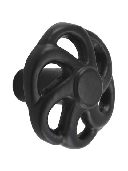 Pinwheel Cast-Iron Cabinet Knob - 1 5/8 inch Diameter in Matte Black.